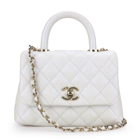 chanel white caviar shoulder bag|CHANEL Iridescent Caviar Chevron Quilted Mini Coco Handle .